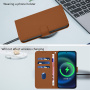 Flipové puzdro z PU kože pre iPhone 17 Pro Max - hnedé