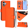 Flipové puzdro z PU kože pre iPhone 17 - oranžové