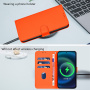 Flipové puzdro z PU kože pre iPhone 17 - oranžové