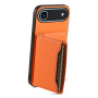 Kožený kryt s vreckom na karty pre iPhone Air - oranžový
