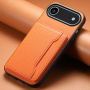 Kožený kryt s vreckom na karty pre iPhone Air - oranžový