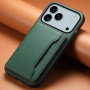 Kožený kryt s vreckom na karty pre iPhone 17 Pro Max - tmavo zelený
