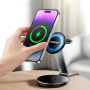 ESSAGER OJD-102 3v1 magnetický bezdrôtový stojan pre iPhone / Apple Watch / AirPods - 15W - čierny