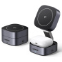 UGREEN Qi2 2v1 skladací magnetický bezdrôtový stojan pre iPhone / AirPods - 15W - tmavo šedý