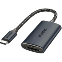 UGREEN 2v1 redukcia s čítačkou kariet - slot na SD / TF kartu na USB-C - tmavo šedá