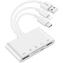 NK-1032 Pro 5v1 redukcia s čítačkou kariet - slot na SD / TF kartu / Lightning / 2x USB-A na USB-C / Lightning / USB-A - biela