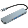 ENKAY 5v1 hub - HDMI / 3,5 mm jack / USB-C / 2x USB-A na USB-C - sivý