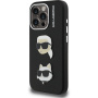 Karl Lagerfeld Grained K&CH Heads kryt pre iPhone 15 Pro Max - čierny