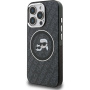 Karl Lagerfeld IML K&CH Heads Repeated Logo trblietavý kryt s MagSafe pre iPhone 15 Pro - čierny