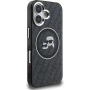 Karl Lagerfeld IML K&CH Heads Repeated Logo trblietavý kryt s MagSafe pre iPhone 16 - čierny