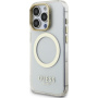 Guess IML Gold Outline kryt s výklopným stojanom a MagSafe pre iPhone 15 Pro Max - číry