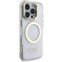 Guess IML Gold Outline kryt s výklopným stojanom a MagSafe pre iPhone 16 Pro Max - číry