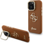 Guess Grained 4G Logo kryt s výklopným stojanom pre iPhone 15 Pro - hnedý