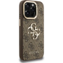 Guess 4G Metal Logo kryt s výklopným stojanom pre iPhone 15 Pro Max - hnedý