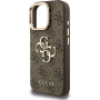 Guess 4G Metal Logo kryt s výklopným stojanom pre iPhone 15 Pro Max - hnedý