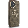 Guess 4G Metal Logo kryt s výklopným stojanom pre iPhone 16 - hnedý