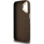 Guess 4G Metal Logo kryt s výklopným stojanom pre iPhone 16 - hnedý