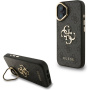 Guess 4G Metal Logo kryt s výklopným stojanom pre iPhone 16 - sivý
