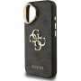 Guess 4G Metal Logo kryt s výklopným stojanom pre iPhone 16 - sivý