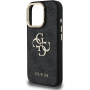 Guess 4G Metal Logo kryt s výklopným stojanom pre iPhone 16 Pro Max - sivý