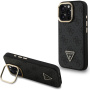 Guess 4G Strass Triangle Logo kryt s výklopným stojanom a MagSafe pre iPhone 16 Pro Max - sivý