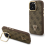 Guess 4G Strass Triangle Logo kryt s výklopným stojanom a MagSafe pre iPhone 16 Pro Max - hnedý