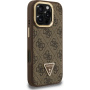 Guess 4G Strass Triangle Logo kryt s výklopným stojanom a MagSafe pre iPhone 16 Pro Max - hnedý