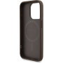 Guess 4G Colored Ring Strap kryt s pútkom a MagSafe pre iPhone 15 Pro - hnedý