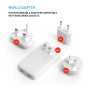 FIXED Slim Traveller GaN univerzálny cestovný adaptér s portami 2x USB-C a zástrčkami - 45W - biely