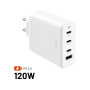 FIXED GaN nabíjací adaptér s portami 3x USB-C / USB-A - 120W - biely