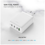 FIXED GaN nabíjací adaptér s portami 3x USB-C / USB-A - 120W - biely