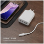 FIXED GaN nabíjací adaptér s portami 3x USB-C / USB-A - 120W - biely