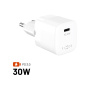 FIXED Mini GaN nabíjací adaptér s portom USB-C - 30W - biely
