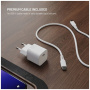 FIXED Mini GaN sada adaptéra s portom USB-C a kábla USB-C na USB-C - 30W - 1,2 m - biela