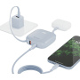 ENERGEA Bazic GoPower Fusion powerbanka s integrovanými káblami USB-C a Lightning a portami USB-C / USB-A - 10 000 mAh - modrá