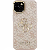 Guess 4G Metal Logo kryt s výklopným stojanom pre iPhone 13 - ružový