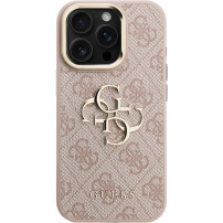 Guess 4G Metal Logo kryt s výklopným stojanom pre iPhone 15 Pro - ružový