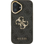 Guess 4G Metal Logo kryt s výklopným stojanom pre iPhone 16 - sivý