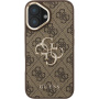 Guess 4G Metal Logo kryt s výklopným stojanom pre iPhone 16 - hnedý