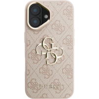 Guess 4G Metal Logo kryt s výklopným stojanom pre iPhone 16 - ružový