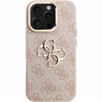 Guess 4G Metal Logo kryt s výklopným stojanom pre iPhone 16 Pro - ružový