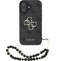 Guess 4G Metal Logo Strap kryt s pútkom pre iPhone 16 - sivý