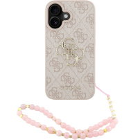 Guess 4G Metal Logo Strap kryt s pútkom pre iPhone 16 - ružový