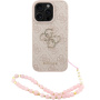 Guess 4G Metal Logo Strap kryt s pútkom pre iPhone 16 Pro Max - ružový