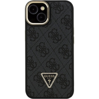 Guess 4G Strass Triangle Logo kryt s výklopným stojanom a MagSafe pre iPhone 14 - šedý