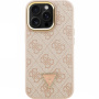 Guess 4G Strass Triangle Logo kryt s výklopným stojanom a MagSafe pre iPhone 16 Pro Max - ružový
