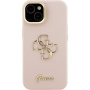 Guess Grained 4G Logo kryt s výklopným stojanom pre iPhone 13 - ružový