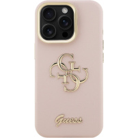 Guess Grained 4G Logo kryt s výklopným stojanom pre iPhone 15 Pro - ružový
