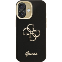 Guess Grained 4G Logo kryt s výklopným stojanom pre iPhone 16 - čierny