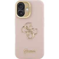 Guess Grained 4G Logo kryt s výklopným stojanom pre iPhone 16 - ružový